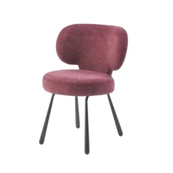 Chaise de salle à manger prune, assise ronde (lot de 2) LIGURIE