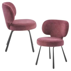 Chaise de salle à manger prune, assise ronde (lot de 2) LIGURIE