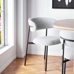 Chaise de salle à manger sable en bouclette avec dossier arrondi (lot de 2) MONTREUX