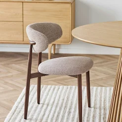 Chaise de salle à manger sable pieds effet bois foncé (lot de 2) AMSTERDAM