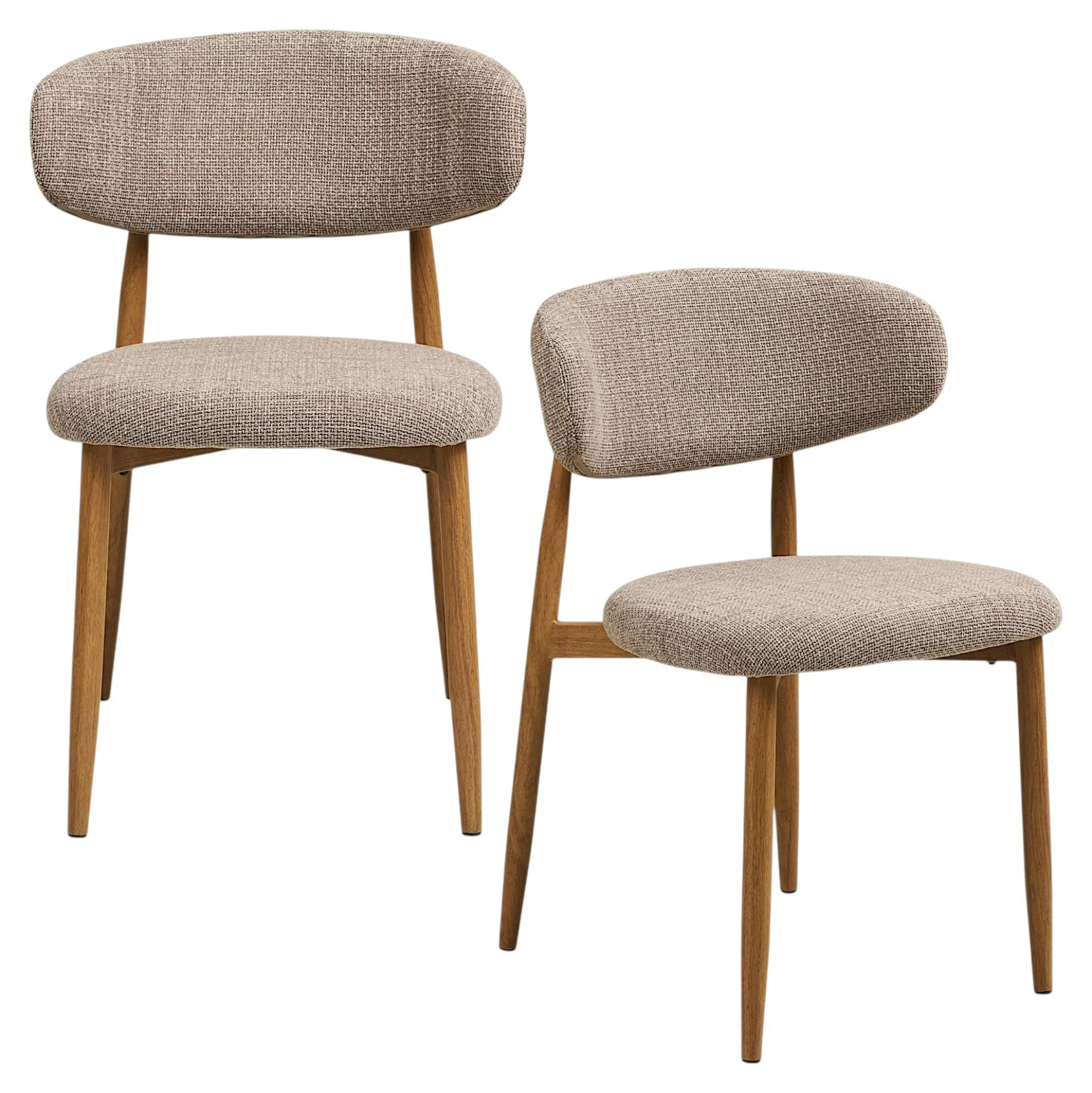 Chaise de salle à manger sable pieds effet bois clair (lot de 2) AMSTERDAM