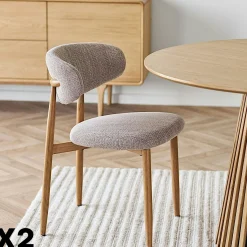 Chaise de salle à manger sable pieds effet bois clair (lot de 2) AMSTERDAM