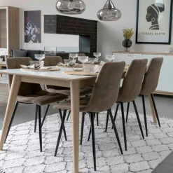 Chaise de salle à manger taupe motif damier (lot de 2) TARAZ
