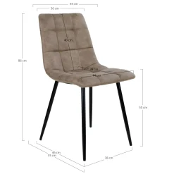Chaise de salle à manger taupe motif damier (lot de 2) TARAZ