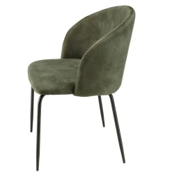 Chaise de salle à manger velours vert dossier rond (lot de 2) TIM