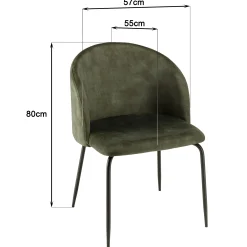Chaise de salle à manger velours vert dossier rond (lot de 2) TIM