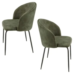 Chaise de salle à manger velours vert dossier rond (lot de 2) TIM