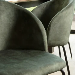 Chaise de salle à manger velours vert dossier rond (lot de 2) TIM