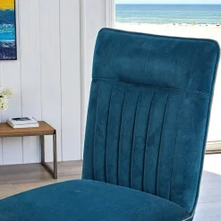 Chaise de salle à manger velours bleu (lot de 2) OKA