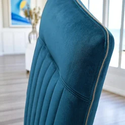 Chaise de salle à manger velours bleu (lot de 2) OKA