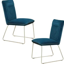 Chaise de salle à manger velours bleu (lot de 2) OKA