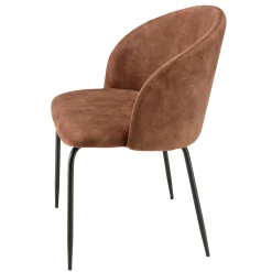 Chaise de salle à manger velours acajou dossier rond (lot de 2) TIM