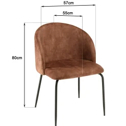 Chaise de salle à manger velours acajou dossier rond (lot de 2) TIM