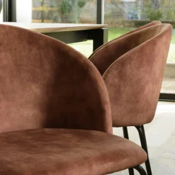 Chaise de salle à manger velours acajou dossier rond (lot de 2) TIM