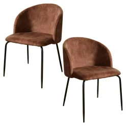 Chaise de salle à manger velours acajou dossier rond (lot de 2) TIM