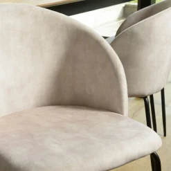 Chaise de salle à manger velours beige dossier rond (lot de 2) TIM