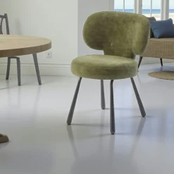 Chaise de salle à manger verte, assise ronde (lot de 2) LIGURIE