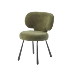 Chaise de salle à manger verte, assise ronde (lot de 2) LIGURIE