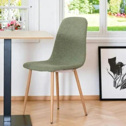 Chaise de salle à manger verte en tissu bouclette (lot de 2) BERLIN