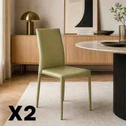 Chaise de salle à manger verte moderne (lot de 2) LORA