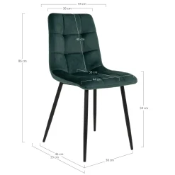 Chaise de salle à manger vert foncé motif damier (lot de 2) TARAZ