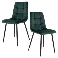 Chaise de salle à manger vert foncé motif damier (lot de 2) TARAZ