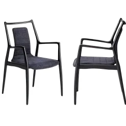 Chaise design anthracite à structure noire (lot de 2) ALDER
