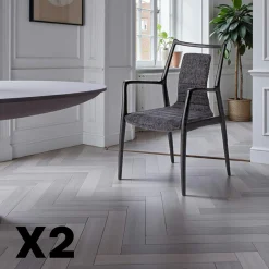 Chaise design anthracite à structure noire (lot de 2) ALDER