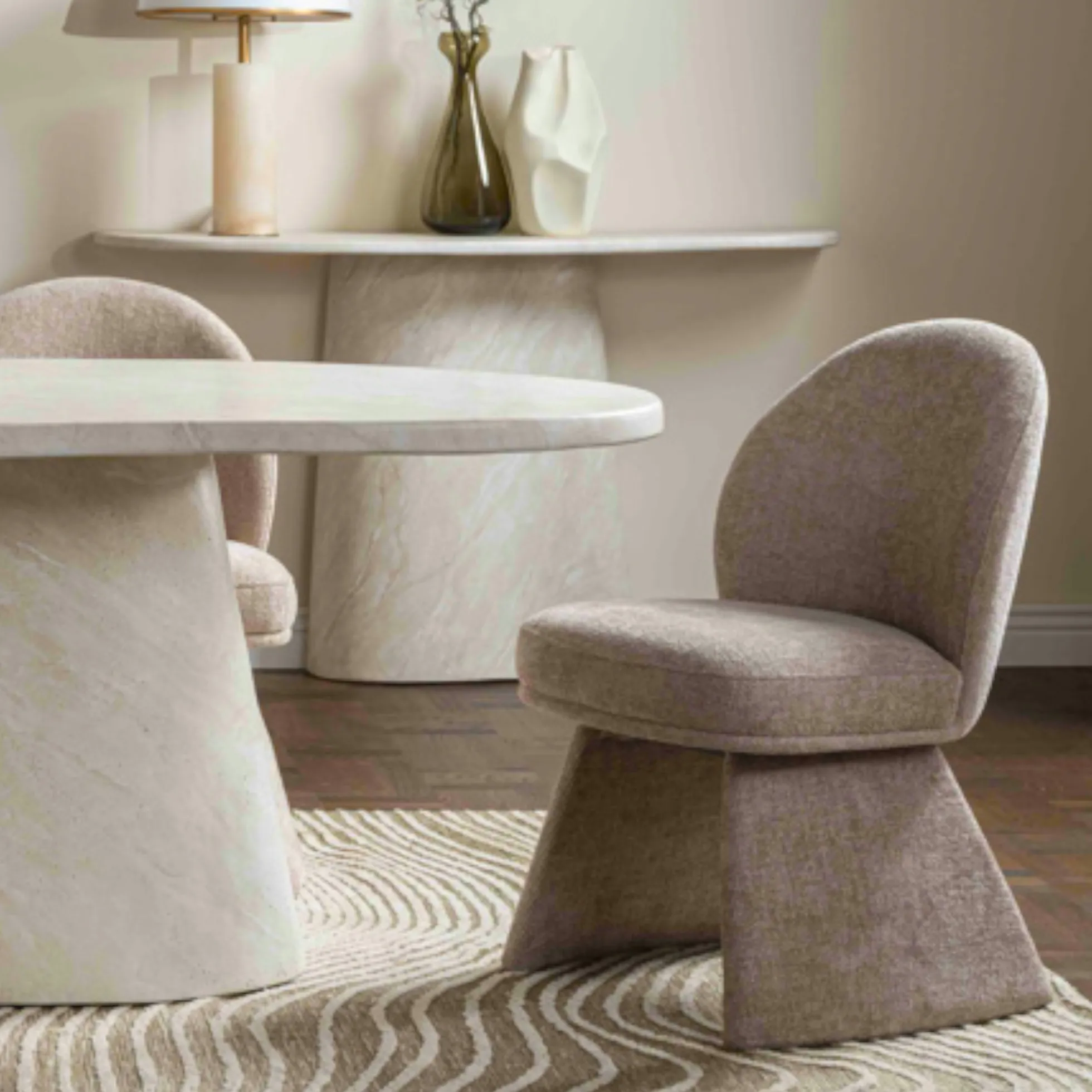 Chaise design beige à assise rembourrée (lot de 2) TREVI