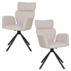 Chaise design beige avec appuie-tête et accoudoirs (lot de 2) BERLIN