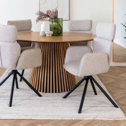 Chaise design beige avec appuie-tête et accoudoirs (lot de 2) BERLIN
