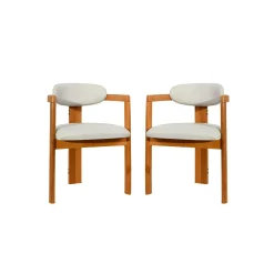 Chaise design écrue - dossier minimaliste (lot de 2) BOMA