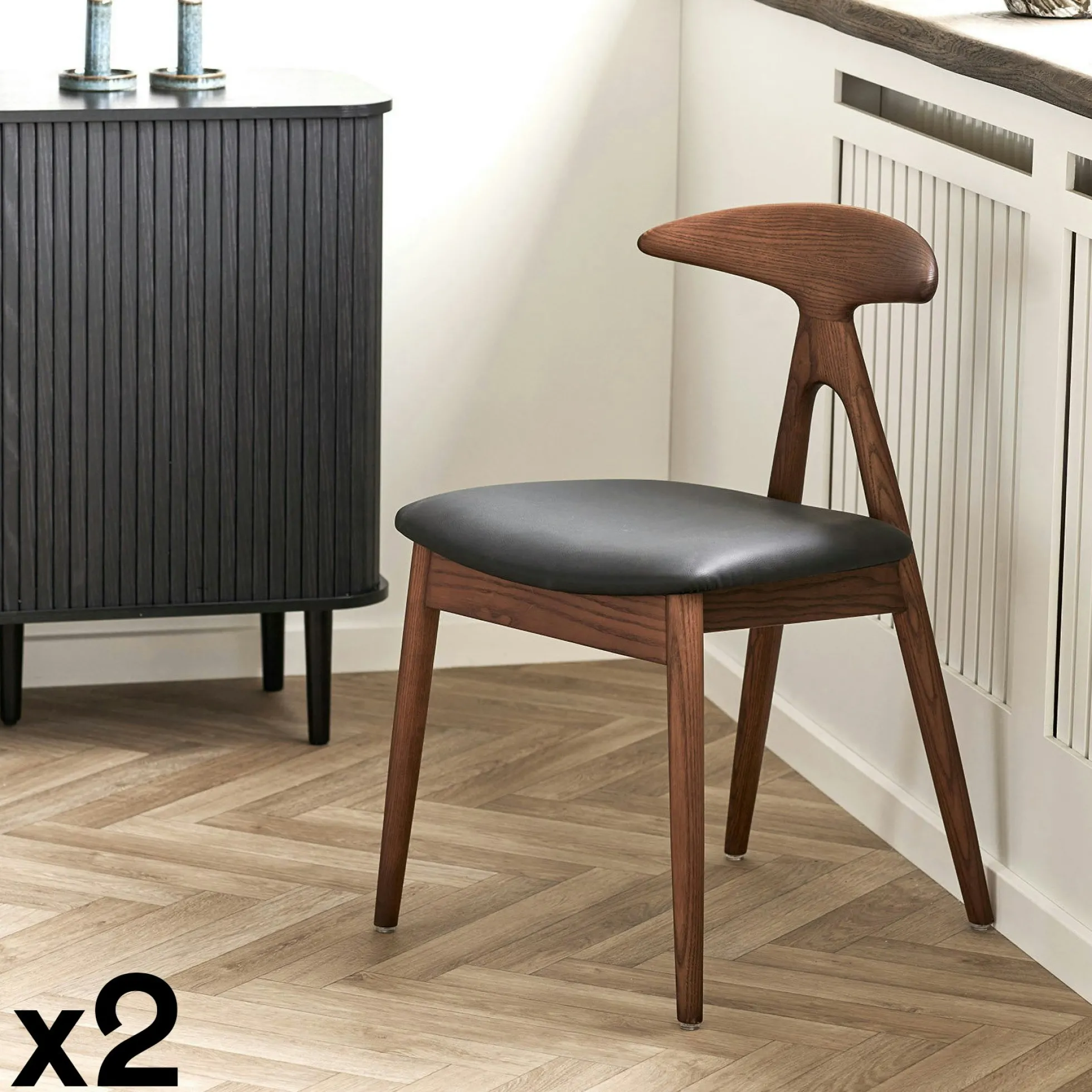 Chaise design en bois foncé (lot de 2) ESCARRILLA