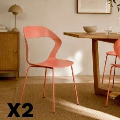 Chaise design terracotta en polypropylène (lot de 2) ALBA