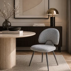 Chaise design tissu gris dossier arrondi (x2) LOMBARDIE