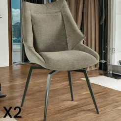 Chaise design tissu microfibre gris (lot de 2) IENA