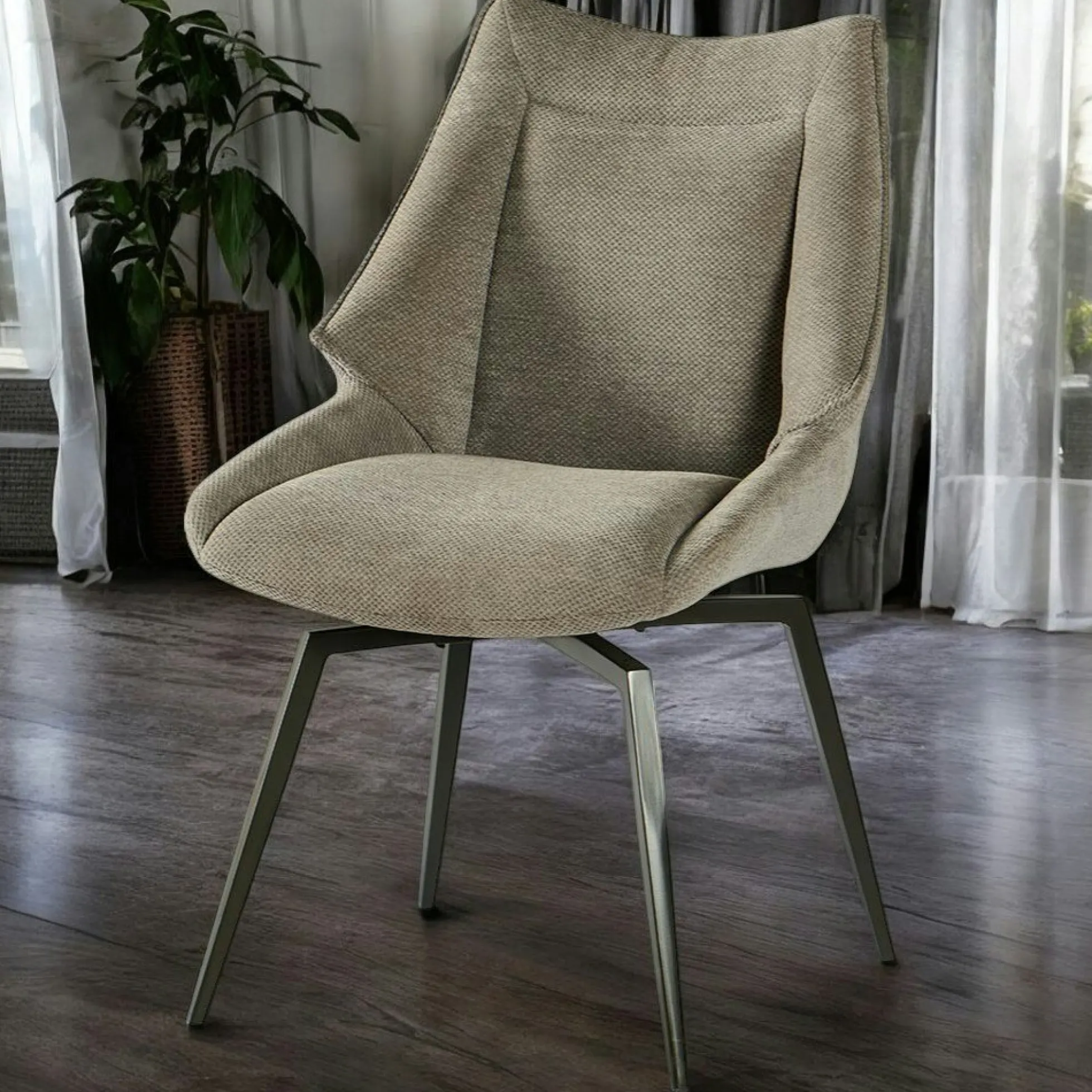 Chaise design tissu microfibre gris (lot de 2) IENA