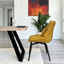 Chaise design tissu microfibre moutarde (lot de 2) IENA