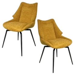 Chaise design tissu microfibre moutarde (lot de 2) IENA