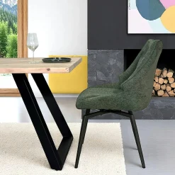 Chaise design tissu microfibre kaki (lot de 2) IENA