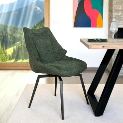 Chaise design tissu microfibre kaki (lot de 2) IENA