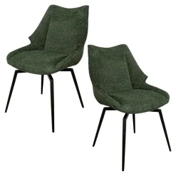 Chaise design tissu microfibre kaki (lot de 2) IENA