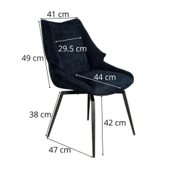 Chaise design tissu microfibre bleu (lot de 2) IENA