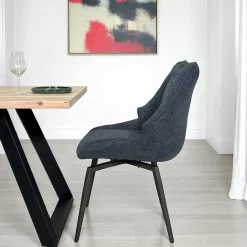 Chaise design tissu microfibre bleu (lot de 2) IENA