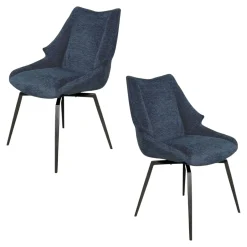 Chaise design tissu microfibre bleu (lot de 2) IENA