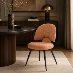 Chaise design tissu rouille dossier arrondi (x2) LOMBARDIE