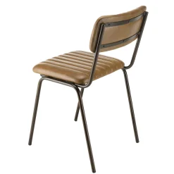 Chaise de table assise et dossier cuir havane (lot de 2) TIM