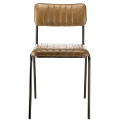 Chaise de table assise et dossier cuir havane (lot de 2) TIM