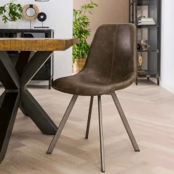 Chaise de table couture apparente taupe pied étoile HELSINKI (lot de 2)