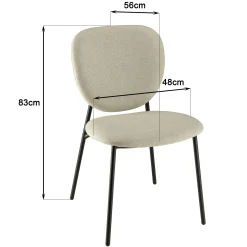 Chaise de table tissu écru (lot de 2) TIM